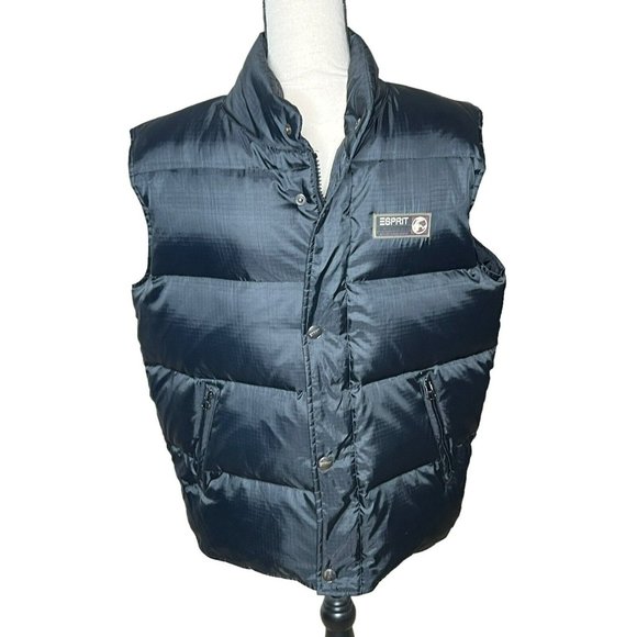 Esprit Men Equipment Arctic Black Button Puffer Down Feather Vest  Size L - Picture 2 of 13